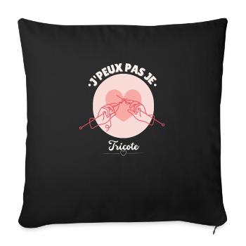 J'peux pas je tricote - Coussin et housse de 45 x 45 cm - noir - Devant