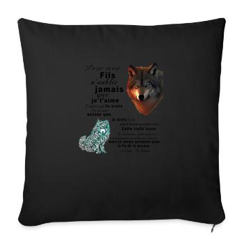maman louve - Coussin et housse de 45 x 45 cm - noir - Devant