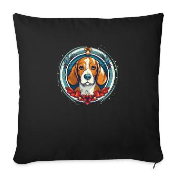 Beagle Chien Xma, Chiens d’amour - Coussin et housse de 45 x 45 cm - noir - Devant