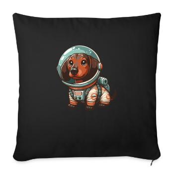 süßer dackel im astronautenanzug, weltall - Sofakissen mit Füllung 45 x 45 cm - Schwarz - Vorne