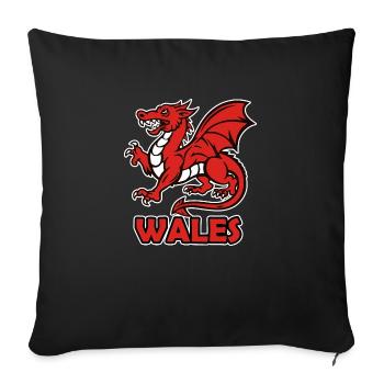 Walisischer roter Drache "WALES" - Sofakissen mit Füllung 45 x 45 cm - Schwarz - Vorne
