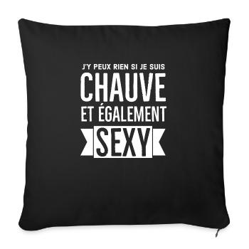 Humour homme chauve - Coussin et housse de 45 x 45 cm - noir - Devant