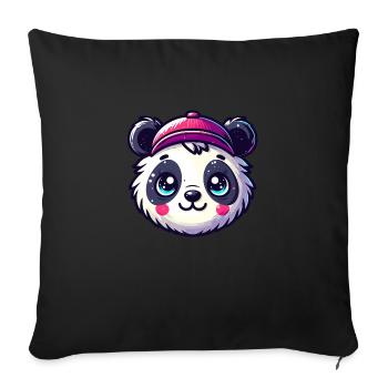 Panda Head with Cap - Sofa pillow with filling 45cm x 45cm - black - Front