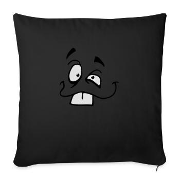 Lächelndes Comic Gesicht mit großen Hasenzähnen - Sofakissen mit Füllung 45 x 45 cm - Schwarz - Vorne
