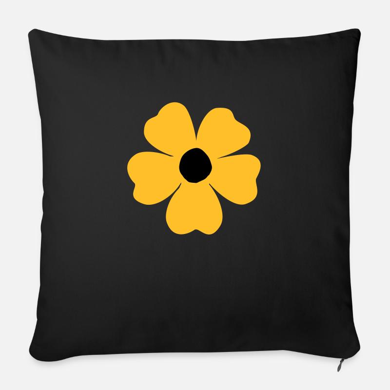 Blumen - Sofakissen mit Füllung 45 x 45 cm - Schwarz