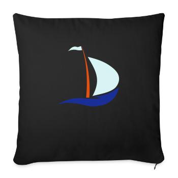 bateau à voile - Coussin et housse de 45 x 45 cm - noir - Devant