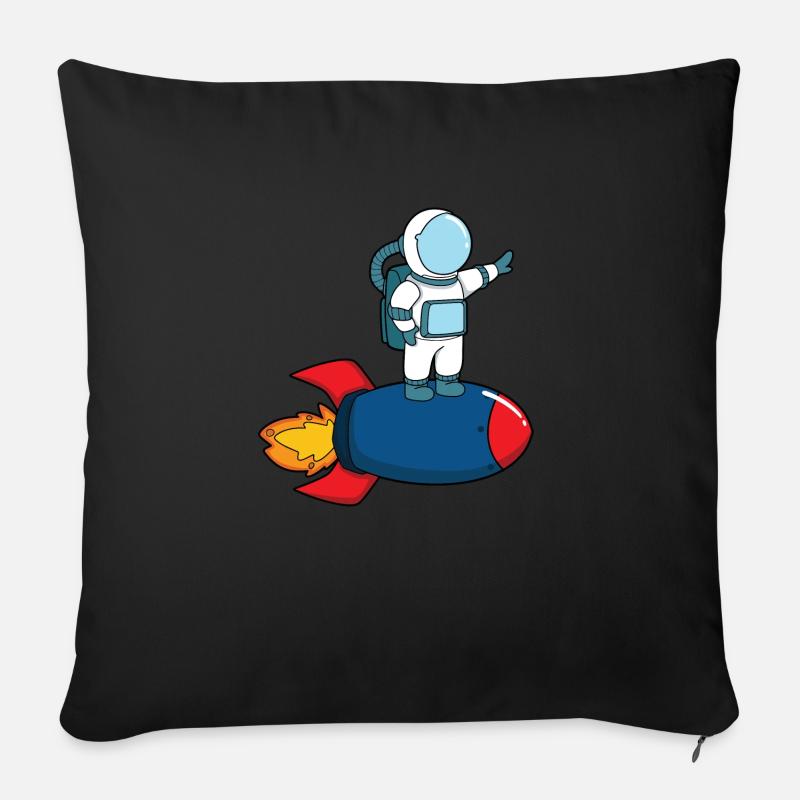 Astronaute à bord d’une fusée - Coussin et housse de 45 x 45 cm - noir