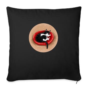 Chat dans le panier - Coussin et housse de 45 x 45 cm - noir - Devant