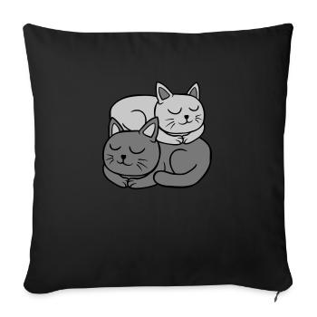 2 Katzen schlafen aufeinander - Sofakissen mit Füllung 45 x 45 cm - Schwarz - Vorne