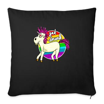 Betrunkenes Einhorn Bier Regenbogen - Sofakissen mit Füllung 45 x 45 cm - Schwarz - Vorne