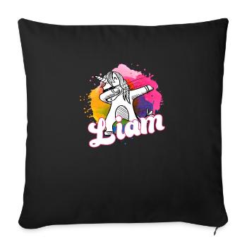 LIAM - Schöner Jungen Name mit Coolem Einhorn - Sofakissen mit Füllung 45 x 45 cm - Schwarz - Vorne
