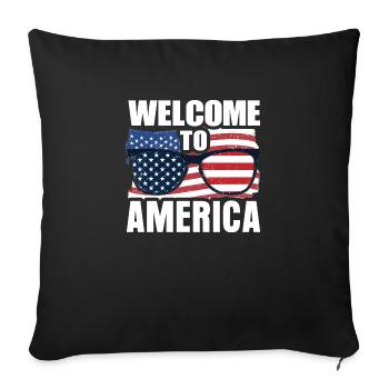 Welcome to America - Sofa pillow with filling 45cm x 45cm - black - Front