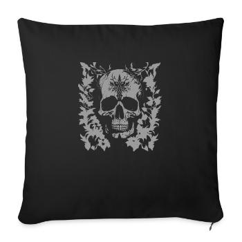 gothic skull in organic ornaments - Sofa pillow with filling 45cm x 45cm - black - Front
