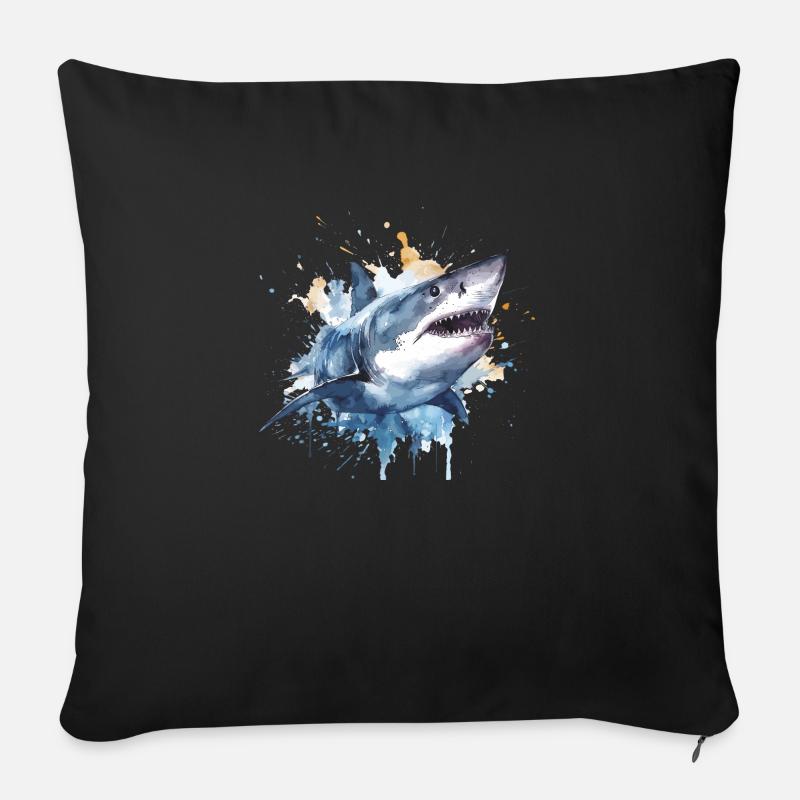Weisser Hai 1 - Sofakissen mit Füllung 45 x 45 cm - Schwarz