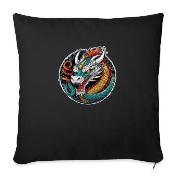 dragon asiatique - japon - chinois - Coussin et housse de 45 x 45 cm - noir - Devant