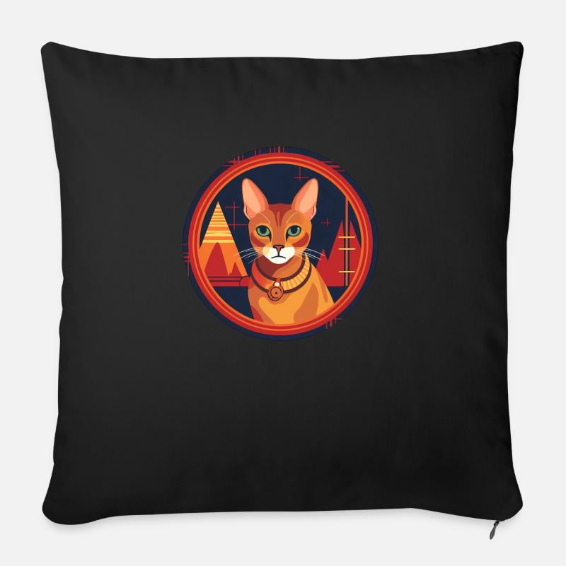 Abyssinian Cat Boho Elements, Cats - Sofa pillow with filling 45cm x 45cm - black