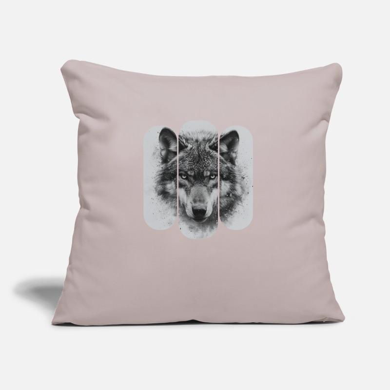 Triptychon Schwarz-Weißer Wolf Sofakissen mit Füllung 45 x 45 cm