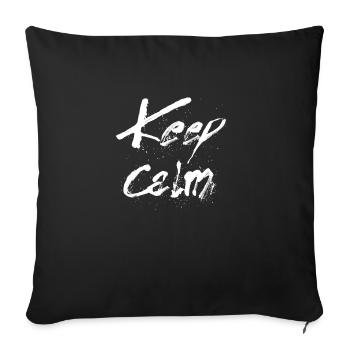 Restez calme blanc - Coussin et housse de 45 x 45 cm - noir - Devant