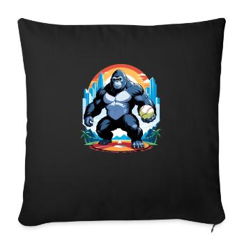 gorille avec chaine en or - Coussin et housse de 45 x 45 cm - noir - Devant