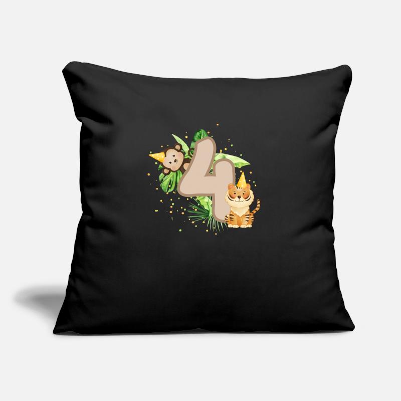 Vierter Geburtstag Dschungel Tiger Affe 4. Junge Sofakissen mit Füllung 45 x 45 cm