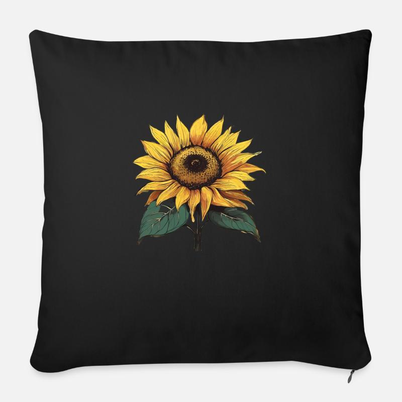 Sonnenblume - Sofakissen mit Füllung 45 x 45 cm - Schwarz