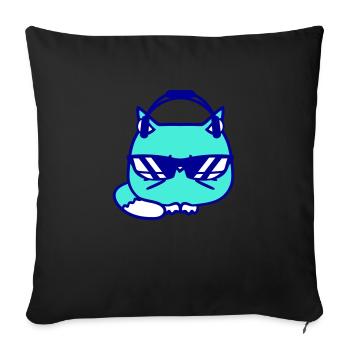 Cool DJ chat chaton animal de compagnie musique de club - Coussin et housse de 45 x 45 cm - noir - Devant