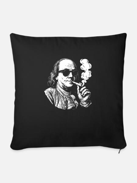 Benjamin Franklin raucht Gras - Sofakissen mit Füllung 45 x 45 cm - Schwarz