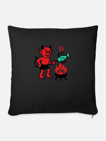 Diable avec poisson - Coussin et housse de 45 x 45 cm - noir