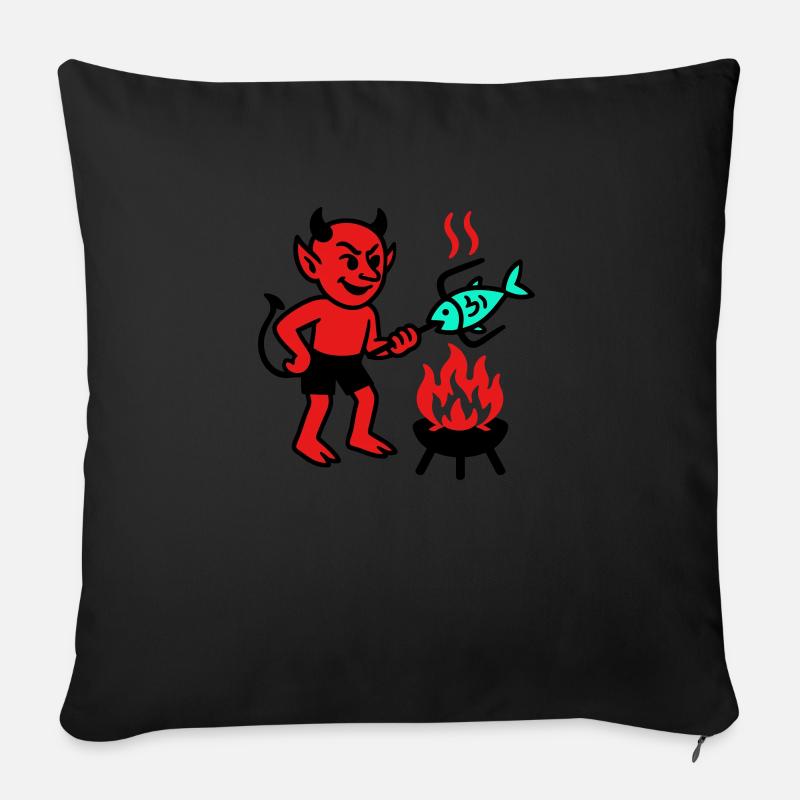 Diable avec poisson - Coussin et housse de 45 x 45 cm - noir
