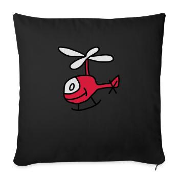 Helicopter - Sofa pillow with filling 45cm x 45cm - black - Front
