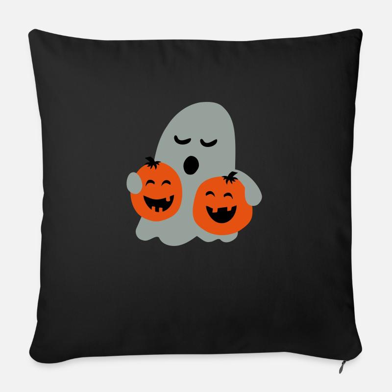 cute ghost with pumpkins - Sofakissen mit Füllung 45 x 45 cm - Schwarz