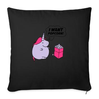 unicorn_want_popcorn_002 - Coussin et housse de 45 x 45 cm - noir - Devant