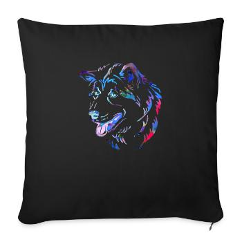 Husky, chien ,graffiti, peinture de contour,chien de berger - Coussin et housse de 45 x 45 cm - noir - Devant