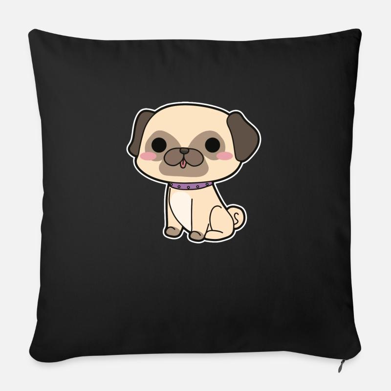 Mops - Sofakissen mit Füllung 45 x 45 cm - Schwarz
