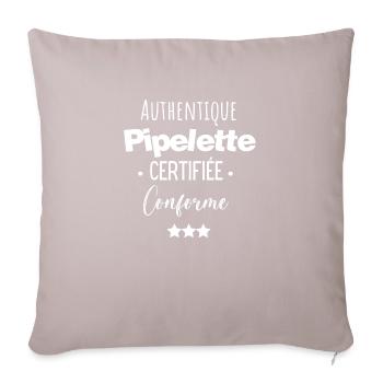 Authentique pipelette certifiée conforme - Coussin et housse de 45 x 45 cm - taupe clair - Devant