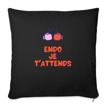 Endo je t attends - Coussin et housse de 45 x 45 cm - noir - Devant