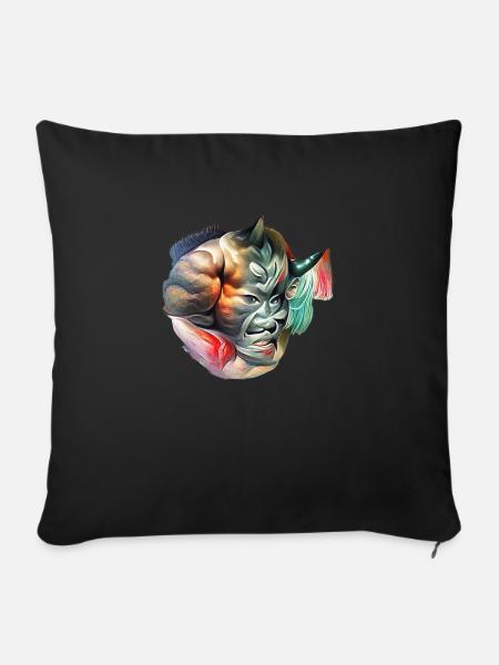 Oni Japanisches Monster - Sofakissen mit Füllung 45 x 45 cm - Schwarz
