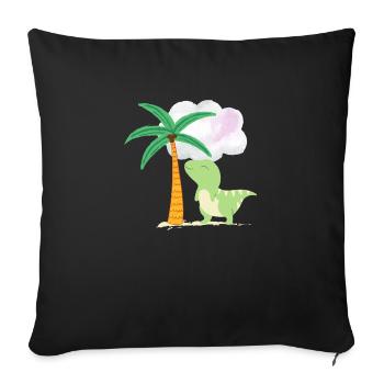 Süßer Dino unter Palme 💗 Design für die Familie - Sofakissen mit Füllung 45 x 45 cm - Schwarz - Vorne