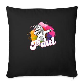 PAUL - Beau nom de garçon avec licorne cool - Coussin et housse de 45 x 45 cm - noir - Devant