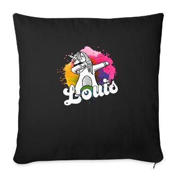 LOUIS - Beau nom de garçon avec une licorne cool - Coussin et housse de 45 x 45 cm - noir - Devant