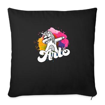 ARLO - Schöner Jungen Name mit Coolem Einhorn - Sofakissen mit Füllung 45 x 45 cm - Schwarz - Vorne