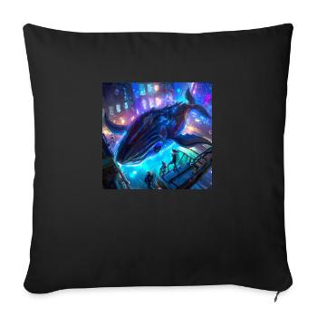 Whale floating in the city - Sofa pillow with filling 45cm x 45cm - black - Front