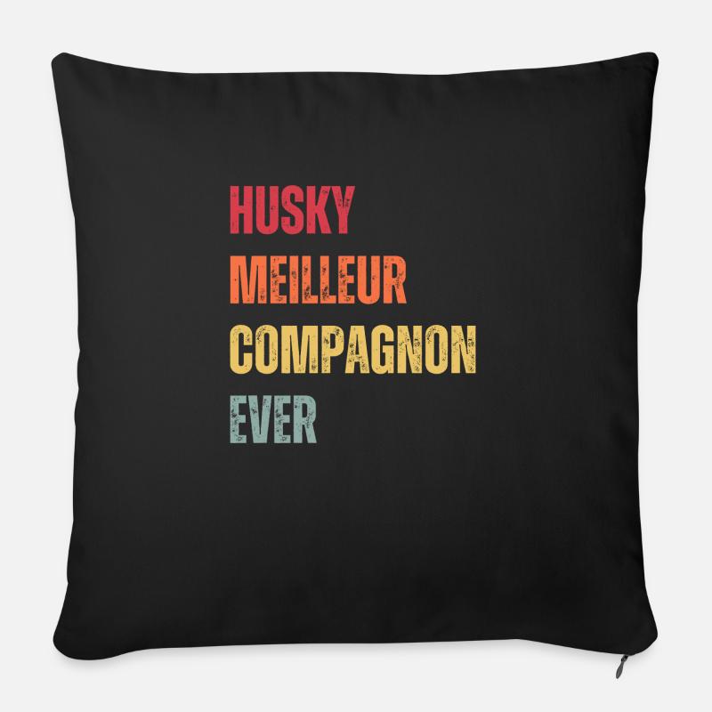 HUSKY MEILLEUR COMPAGNON EVER - Coussin et housse de 45 x 45 cm - noir