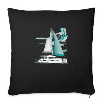 Catamaran love, freedom, adventure and passion - Sofa pillow with filling 45cm x 45cm - black - Front