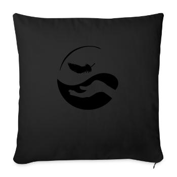 symbole yin yang zen plume et main massage - Coussin et housse de 45 x 45 cm - noir - Devant