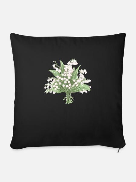 Blumenstrauß vom Maiglöckchen - Sofakissen mit Füllung 45 x 45 cm - Schwarz