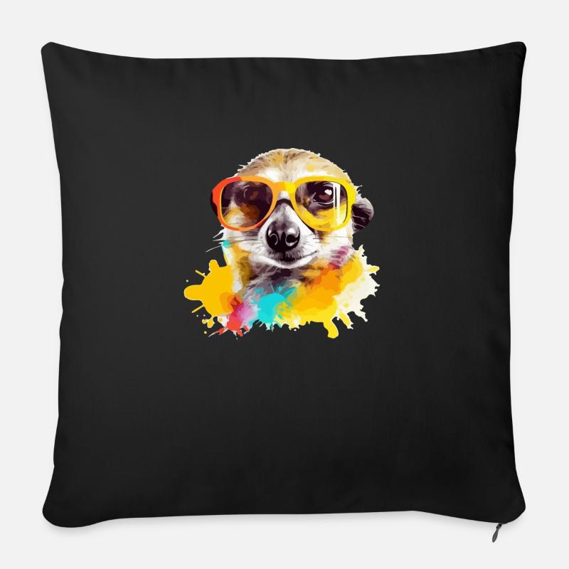 Exou das Erdmännchen mit Brille - Sofakissen mit Füllung 45 x 45 cm - Schwarz