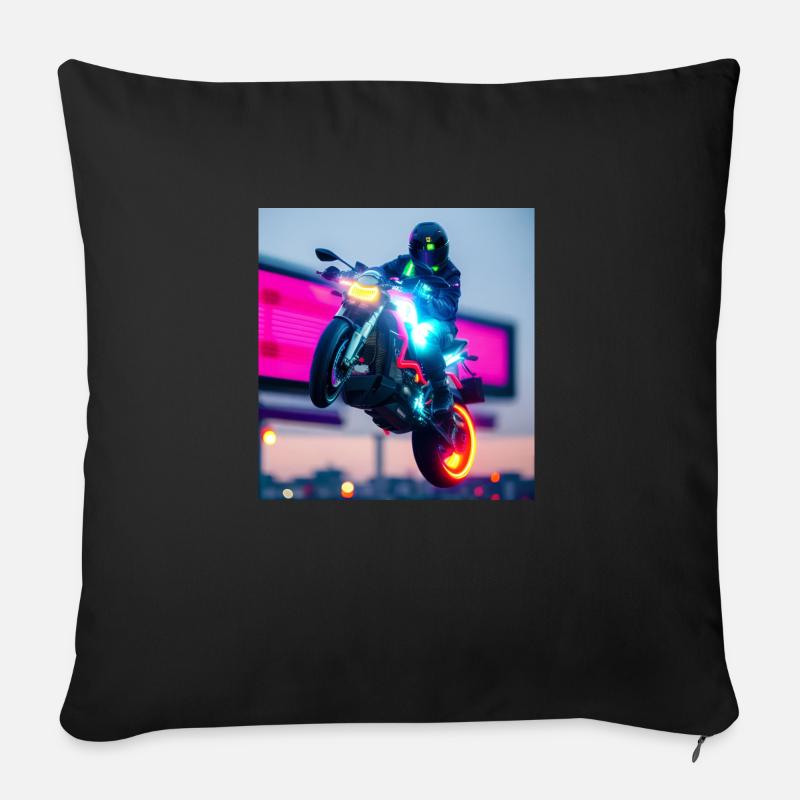 Motorbike - Sofa pillow with filling 45cm x 45cm - black