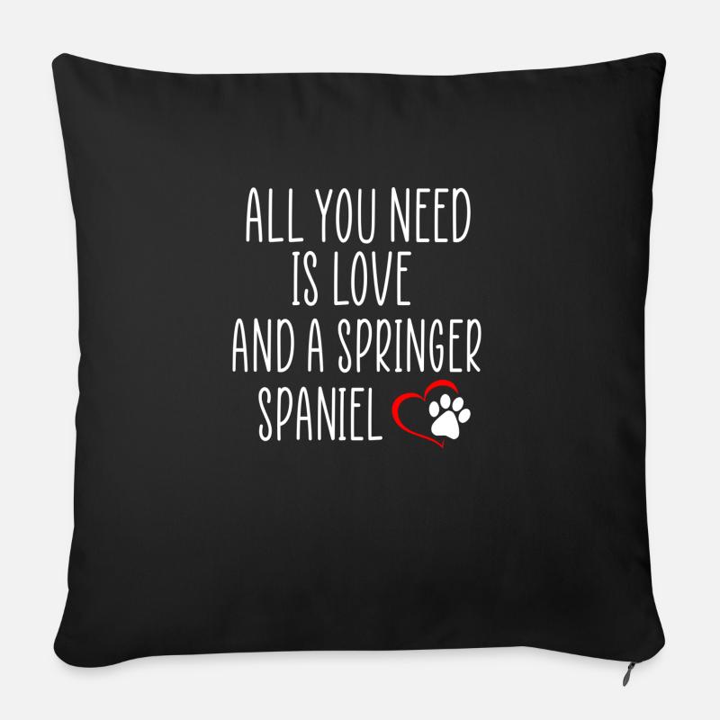 Springer Spaniel Zitate - Sofakissen mit Füllung 45 x 45 cm - Schwarz