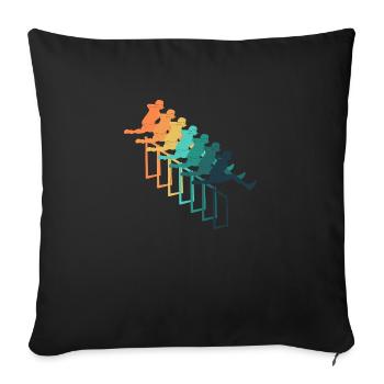 Course de haies rétro - Coussin et housse de 45 x 45 cm - noir - Devant